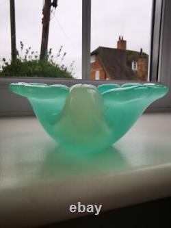 Vintage Murano Archimede Seguso Green Alabastro Shell Form Art Glass Bowl C1960s