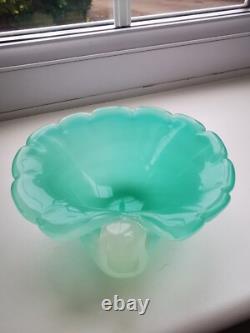 Vintage Murano Archimede Seguso Green Alabastro Shell Form Art Glass Bowl C1960s