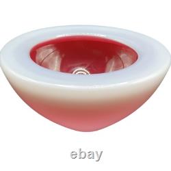 Vintage Murano Archimede Seguso Pink & White Alabastro Geode Art Glass Bowl Dish