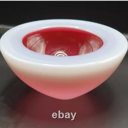 Vintage Murano Archimede Seguso Pink & White Alabastro Geode Art Glass Bowl Dish
