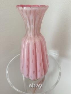 Vintage Murano Art Glass Alfredo Barbini Pink Gold Controlled Bubble Large Vase