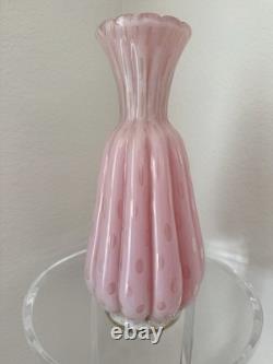 Vintage Murano Art Glass Alfredo Barbini Pink Gold Controlled Bubble Large Vase