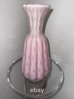 Vintage Murano Art Glass Alfredo Barbini Pink Gold Controlled Bubble Large Vase