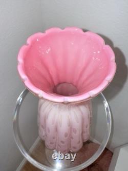 Vintage Murano Art Glass Alfredo Barbini Pink Gold Controlled Bubble Large Vase