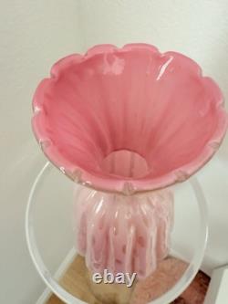 Vintage Murano Art Glass Alfredo Barbini Pink Gold Controlled Bubble Large Vase