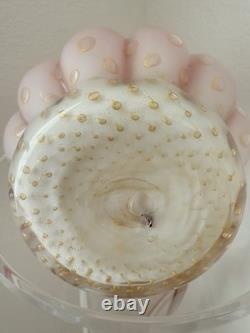 Vintage Murano Art Glass Alfredo Barbini Pink Gold Controlled Bubble Large Vase