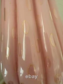 Vintage Murano Art Glass Alfredo Barbini Pink Gold Controlled Bubble Large Vase