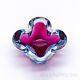 Vintage Murano Art Glass Ashtray Mouth-blown Handmade Pink & Blue