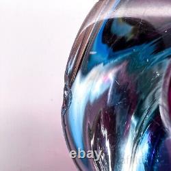 Vintage Murano Art Glass Ashtray Mouth-blown Handmade Pink & Blue