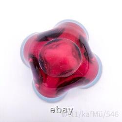 Vintage Murano Art Glass Ashtray Mouth-blown Handmade Pink & Blue