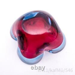 Vintage Murano Art Glass Ashtray Mouth-blown Handmade Pink & Blue