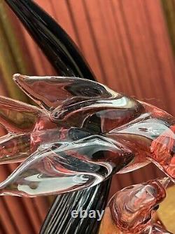 Vintage Murano Art Glass Birds Pink Cranberry