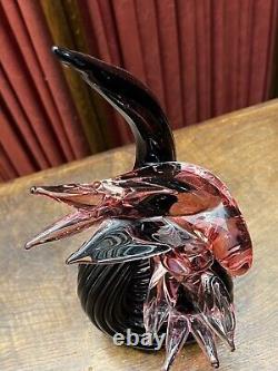 Vintage Murano Art Glass Birds Pink Cranberry