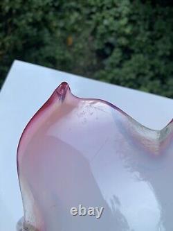 Vintage Murano Art Glass Bowl Fratelli Toso Opalescent Pink Sfumato Mid Century