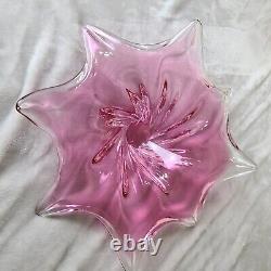 Vintage Murano Art Glass Bowl purplish pink Centerpiece Starfish 14 Wide