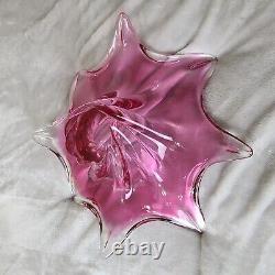 Vintage Murano Art Glass Bowl purplish pink Centerpiece Starfish 14 Wide