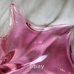 Vintage Murano Art Glass Bowl purplish pink Centerpiece Starfish 14 Wide