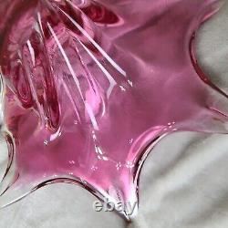 Vintage Murano Art Glass Bowl purplish pink Centerpiece Starfish 14 Wide