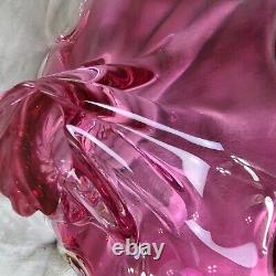 Vintage Murano Art Glass Bowl purplish pink Centerpiece Starfish 14 Wide