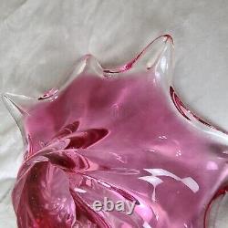 Vintage Murano Art Glass Bowl purplish pink Centerpiece Starfish 14 Wide