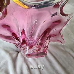Vintage Murano Art Glass Bowl purplish pink Centerpiece Starfish 14 Wide