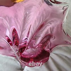Vintage Murano Art Glass Bowl purplish pink Centerpiece Starfish 14 Wide