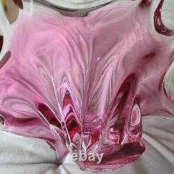 Vintage Murano Art Glass Bowl purplish pink Centerpiece Starfish 14 Wide