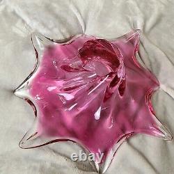 Vintage Murano Art Glass Bowl purplish pink Centerpiece Starfish 14 Wide