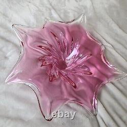 Vintage Murano Art Glass Bowl purplish pink Centerpiece Starfish 14 Wide