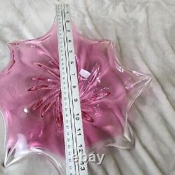 Vintage Murano Art Glass Bowl purplish pink Centerpiece Starfish 14 Wide
