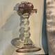 Vintage Murano Art Glass Floriform Candlestick Pink Green Rose Tulip Flower 10