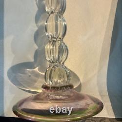 Vintage Murano Art Glass Floriform Candlestick Pink Green Rose Tulip Flower 10