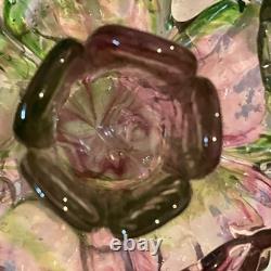 Vintage Murano Art Glass Floriform Candlestick Pink Green Rose Tulip Flower 10