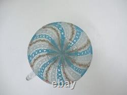 Vintage Murano Art Glass Latticino Zanfirico Swirl cup Turquoise White Pink Gold