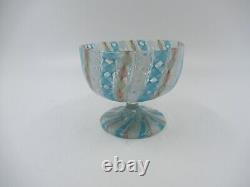 Vintage Murano Art Glass Latticino Zanfirico Swirl cup Turquoise White Pink Gold