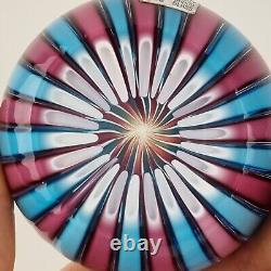 Vintage Murano Art Glass Paperweight By Fratelli Toso Blue & Pink