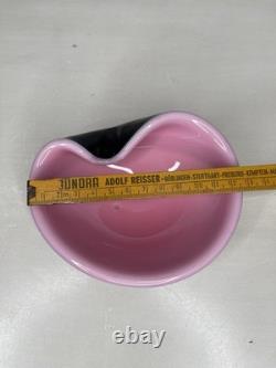 Vintage Murano Art Glass Pink & Black Cased Ashtray/Trinket Dish Biomorphic MCM