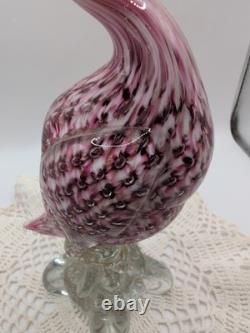Vintage Murano Art Glass Pink Duck With Gold Flecks 9.5