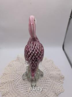 Vintage Murano Art Glass Pink Duck With Gold Flecks 9.5