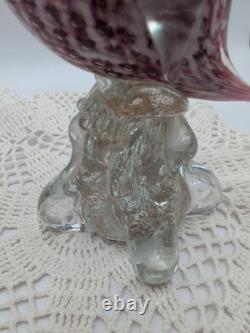Vintage Murano Art Glass Pink Duck With Gold Flecks 9.5