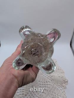 Vintage Murano Art Glass Pink Duck With Gold Flecks 9.5