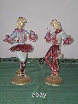 Vintage Murano Art Glass Pink Figurine Dancers
