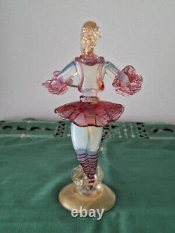 Vintage Murano Art Glass Pink Figurine Dancers