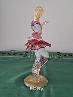 Vintage Murano Art Glass Pink Figurine Dancers