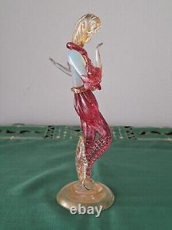 Vintage Murano Art Glass Pink Figurine Dancers