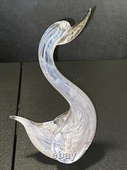 Vintage Murano Art Glass Pink Tint Swan Latticino Blue Cockerel Sticker