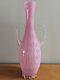 Vintage Murano Art Glass Pink & White Latticino Vase Gold Inclusion Handles