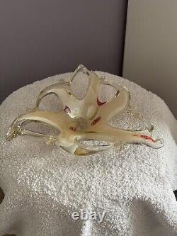 Vintage Murano Art Glass Starfish Bowl Pink Millefori Swirl Pattern