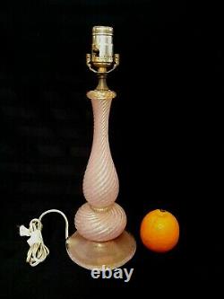 Vintage Murano Barovier Toso Swirl Pink Gold Flecks Art Glass Table Lamp Labeled