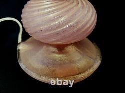 Vintage Murano Barovier Toso Swirl Pink Gold Flecks Art Glass Table Lamp Labeled